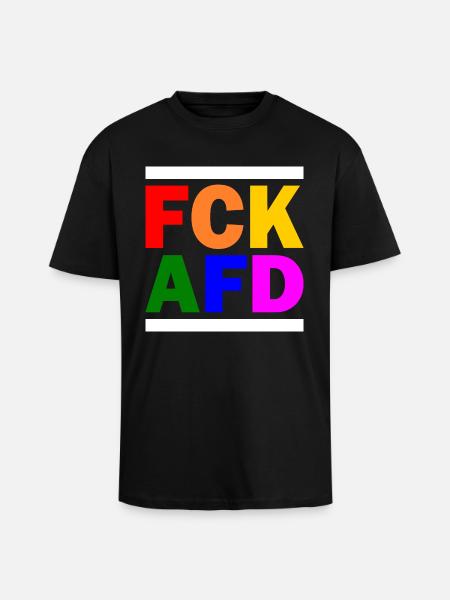 Fck afd - Oversized Heavyweight Unisex T-Shirt - Schwarz