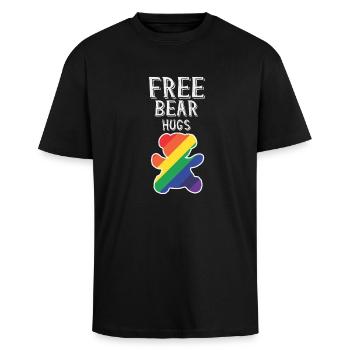 Free Bear Hugs - Chemise Gay - T-shirt unisexe oversize épais - noir - Devant - Alina (178cm) & Michal (187cm)