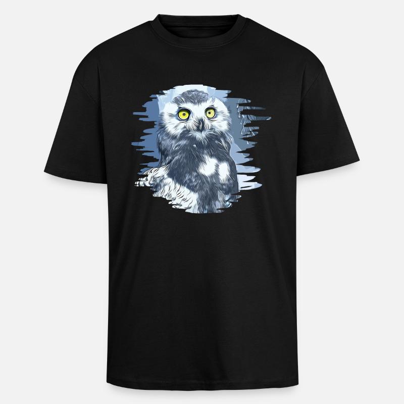 gxp schneeeule vector art - Oversized Heavyweight Unisex T-Shirt - Schwarz