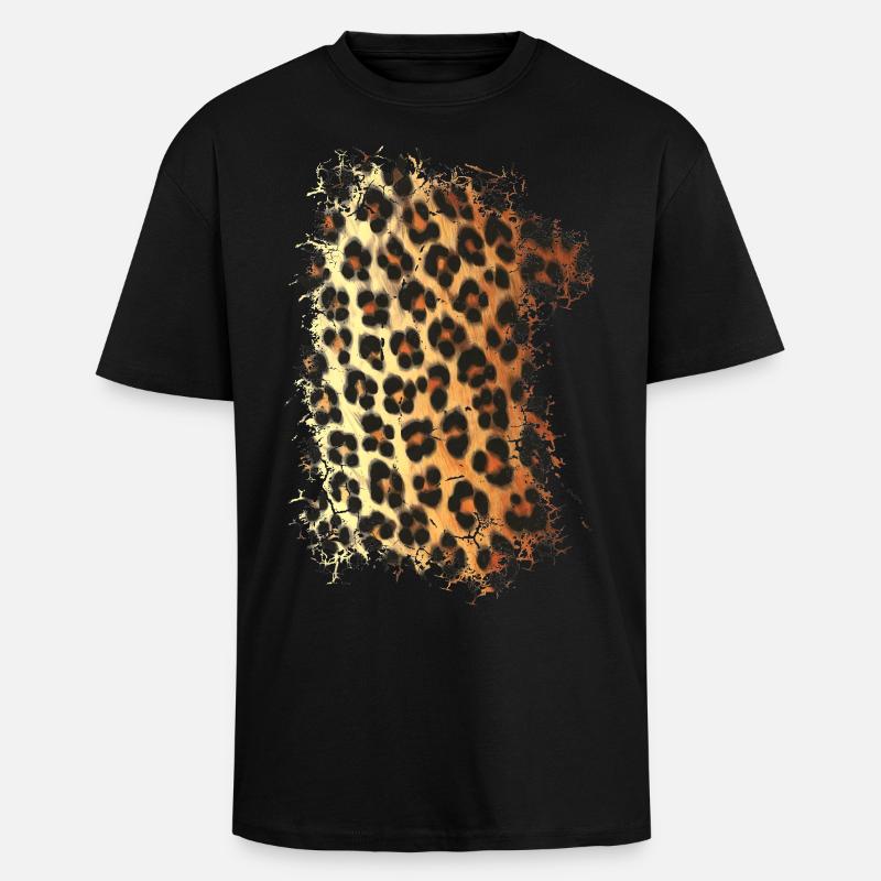Leopard fur pattern - Unisex Oversized Heavyweight T-shirt - black