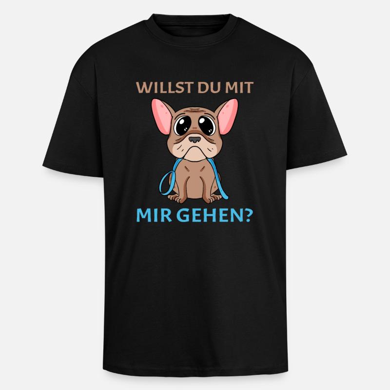Willst du mit mir(Gassi) gehen? - Oversized Heavyweight Unisex T-Shirt - Schwarz