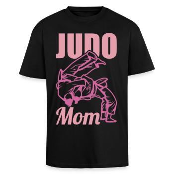 Judo mother - Unisex Oversized Heavyweight T-shirt - black - Front - Alina (178cm) & Michal (187cm)