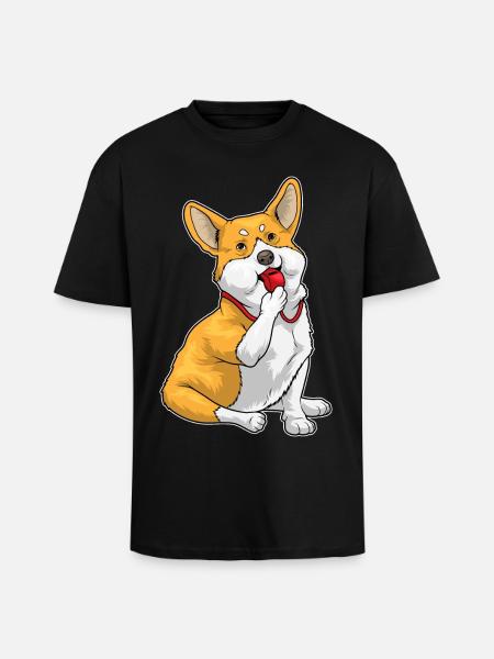 Corgi Sifflet d’arbitre - T-shirt unisexe oversize épais - noir