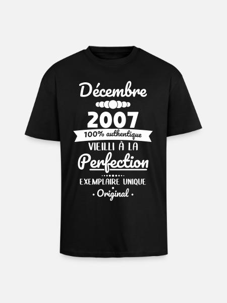 18th Birthday - December 2007 Original - Unisex Oversized Heavyweight T-shirt - black