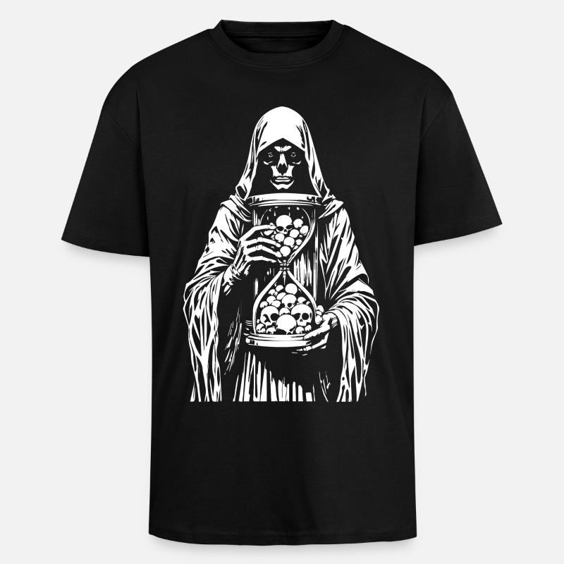 Faucheuse aux crânes - T-shirt unisexe oversize épais - noir
