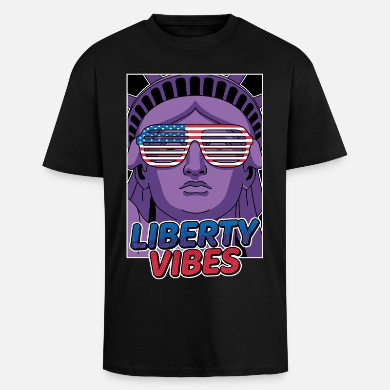 Liberty Vibes Freiheitsstatue - Oversized Heavyweight Unisex T-Shirt - Schwarz