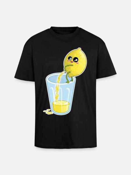Lemon Makes Juice – Funny Cartoon - Unisex Oversized Heavyweight T-shirt - black