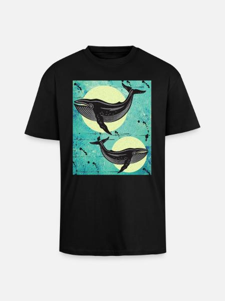 Buchelwale Wale - Oversized Heavyweight Unisex T-Shirt - Schwarz