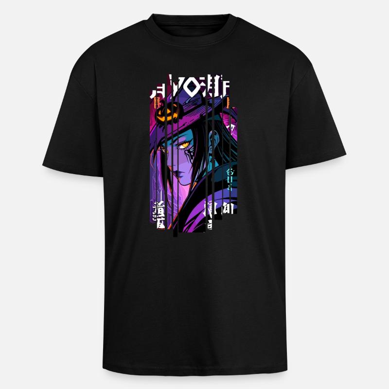 Halloween - Witch Geometric Effect Mauve - Unisex Oversized Heavyweight T-shirt - black