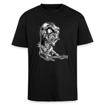 black metal Sven - Unisex Oversized Heavyweight T-shirt - black - Front - Alina (178cm) & Michal (187cm)