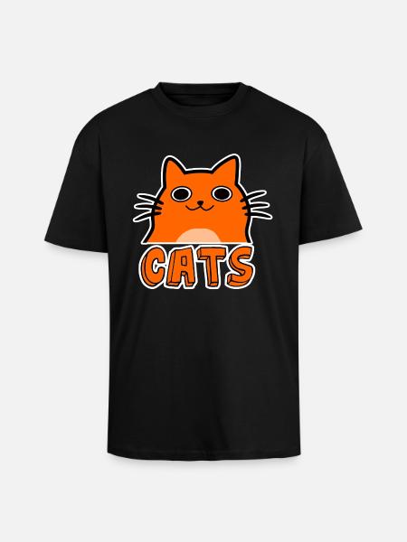 Süße Comic Katze - Oversized Heavyweight Unisex T-Shirt - Schwarz