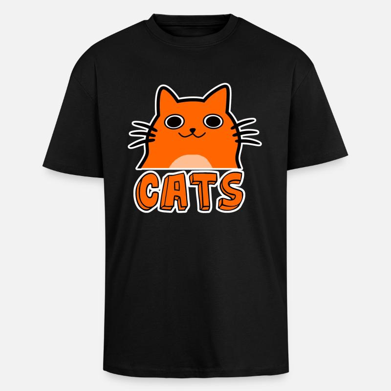 Süße Comic Katze - Oversized Heavyweight Unisex T-Shirt - Schwarz