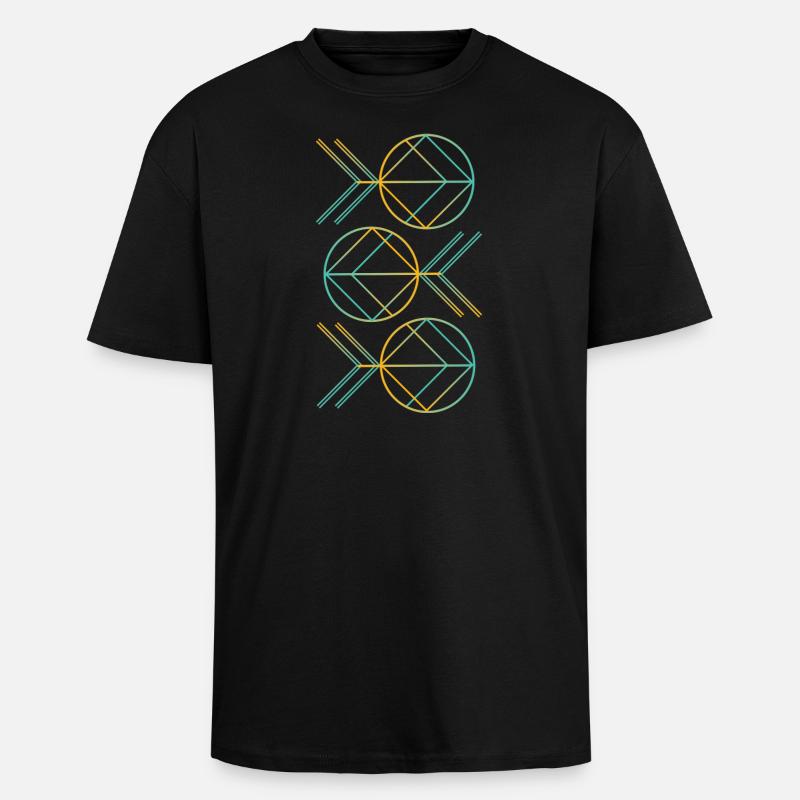 Neon art deco pattern - Unisex Oversized Heavyweight T-shirt - black