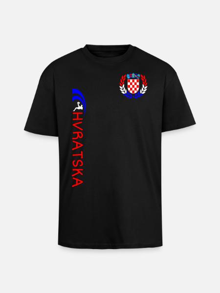 Kroatien Fußball - Oversized Heavyweight Unisex T-Shirt - Schwarz