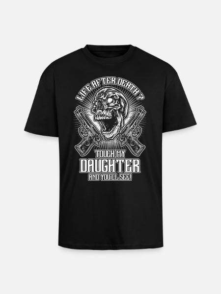 Don't touch my daughter - EN - Unisex Oversized Heavyweight T-shirt - black