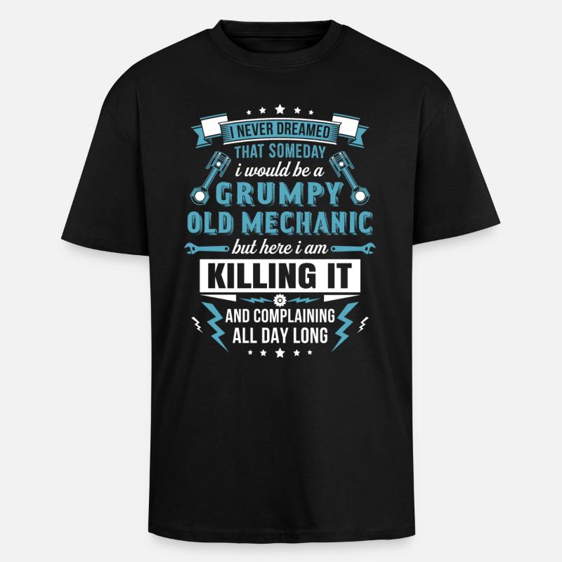 Grumpy Old Mechanic - Unisex Oversized Heavyweight T-shirt - black