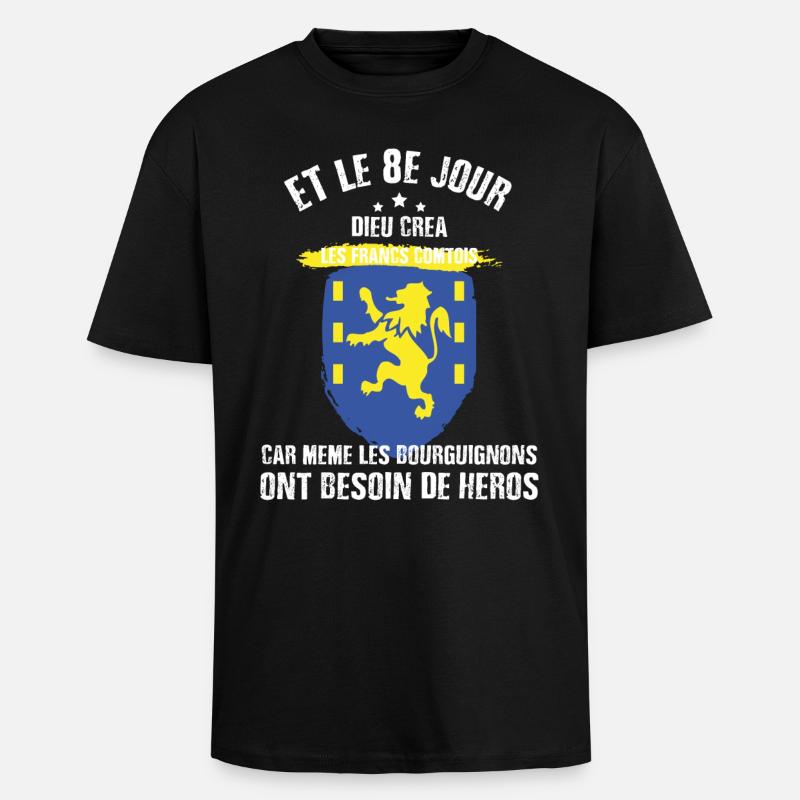 8e jour franche comte - T-shirt unisexe oversize épais - noir