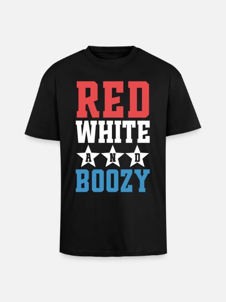 Red White and Boozy - Unisex Oversized Heavyweight T-shirt - black