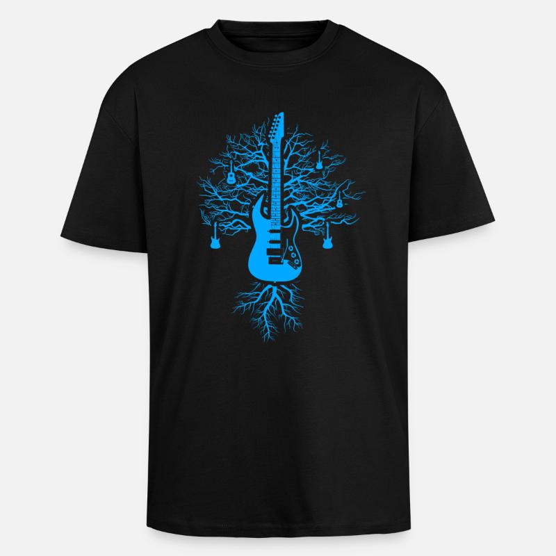 Gitarren Baum - Oversized Heavyweight Unisex T-Shirt - Schwarz
