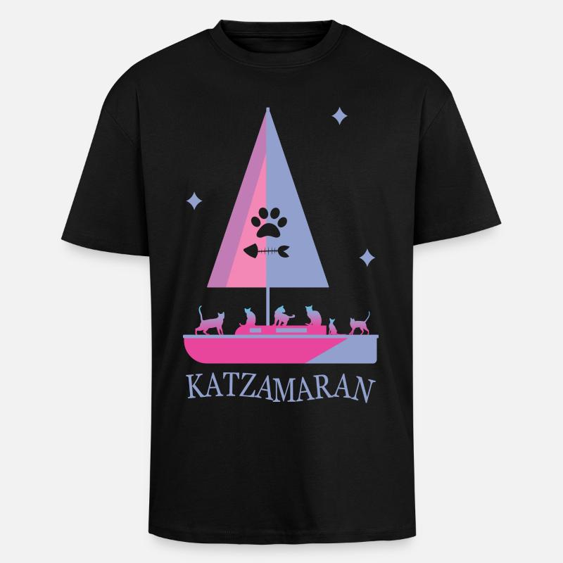 Katzamaran Boot - Oversized Heavyweight Unisex T-Shirt - Schwarz
