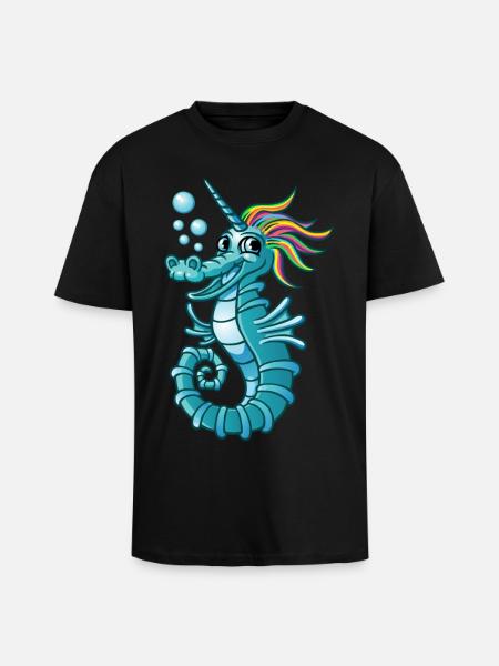licorne des mers - T-shirt unisexe oversize épais - noir