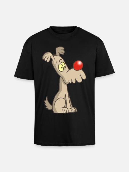 Chien rigolo et mignon - T-shirt unisexe oversize épais - noir