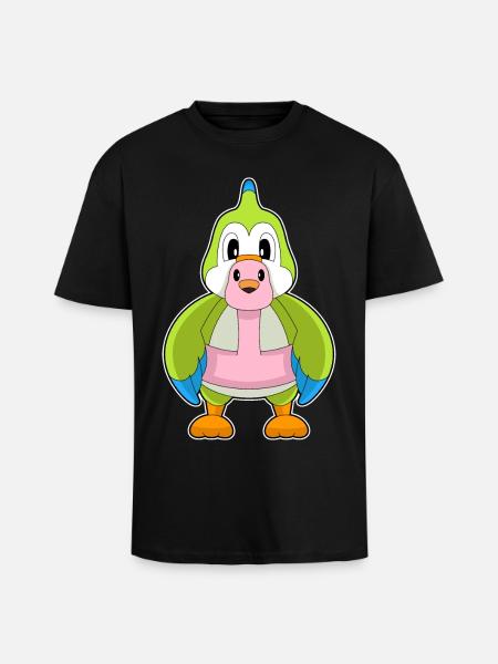 Parrot Flamingo - Unisex Oversized Heavyweight T-shirt - black