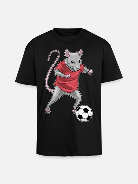 Rat Soccer Player Soccer - Unisex Oversized Heavyweight T-shirt - black