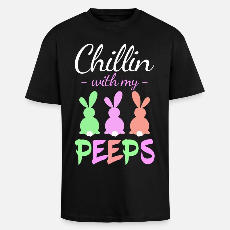 Chillin with Peeps Pastellhasen - Oversized Heavyweight Unisex T-Shirt - Schwarz