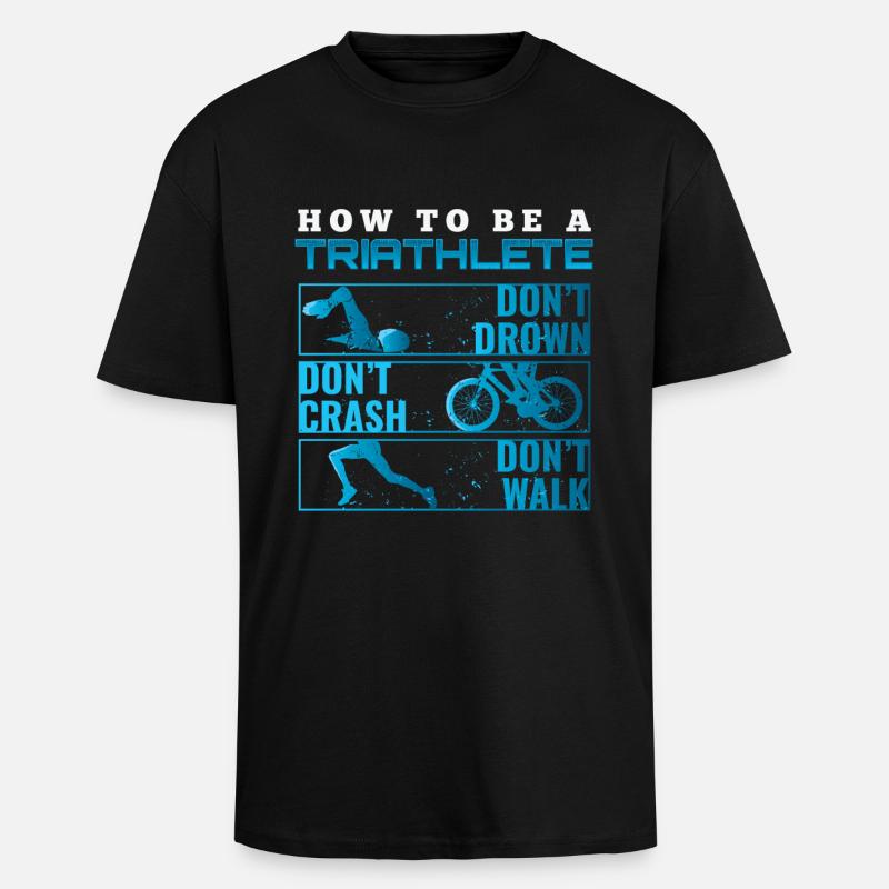 Triathlon Tshirt Gift Evolution Men - Unisex Oversized Heavyweight T-shirt - black