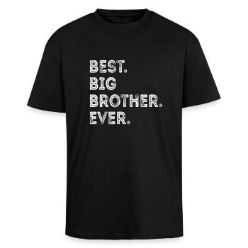 BEST BIG BROTHER EVER Der beste große Bruder Shirt - Oversized Heavyweight Unisex T-Shirt - Schwarz - Vorne - Alina (178cm) & Michal (187cm)