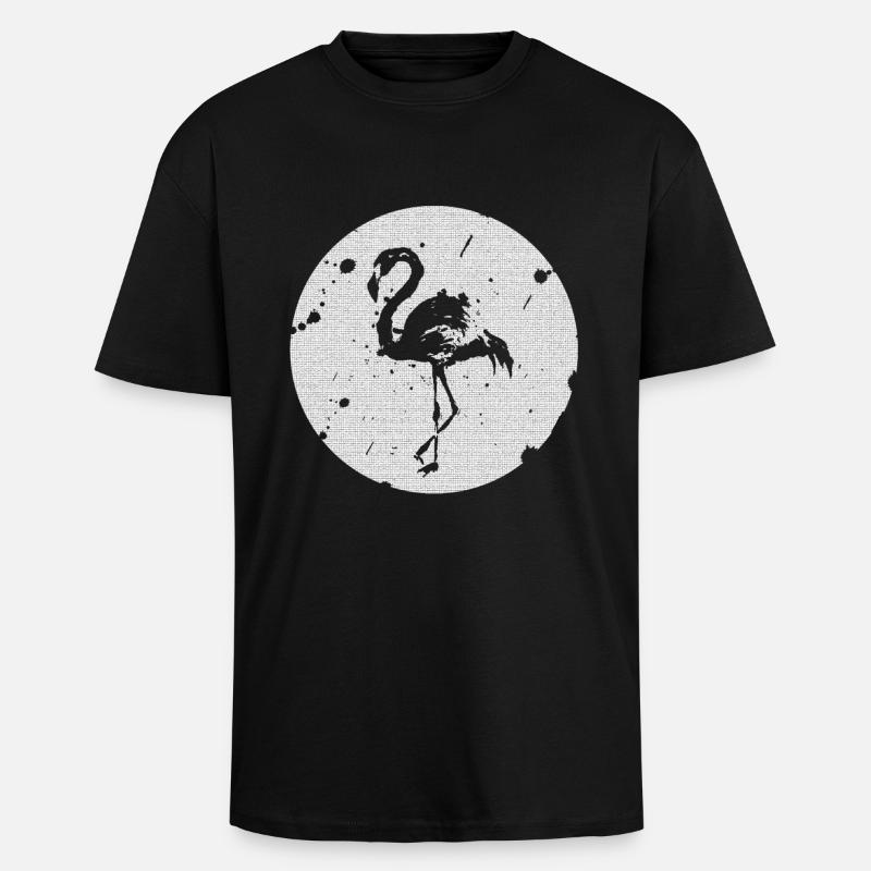 Flamant noir et blanc - T-shirt unisexe oversize épais - noir