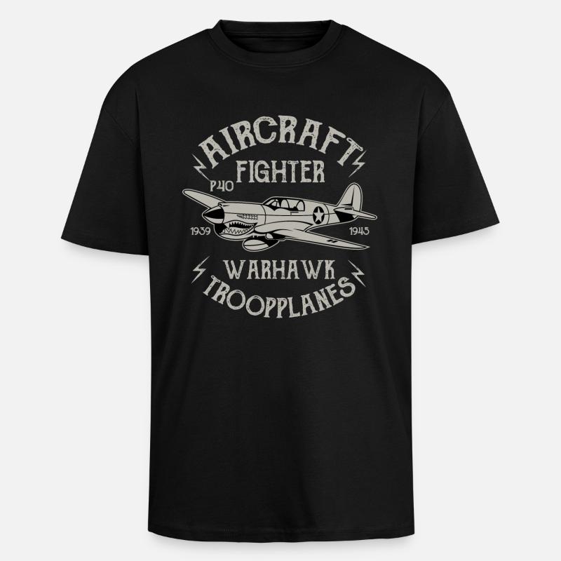 Warhawk Fighter - Oversized Heavyweight Unisex T-Shirt - Schwarz