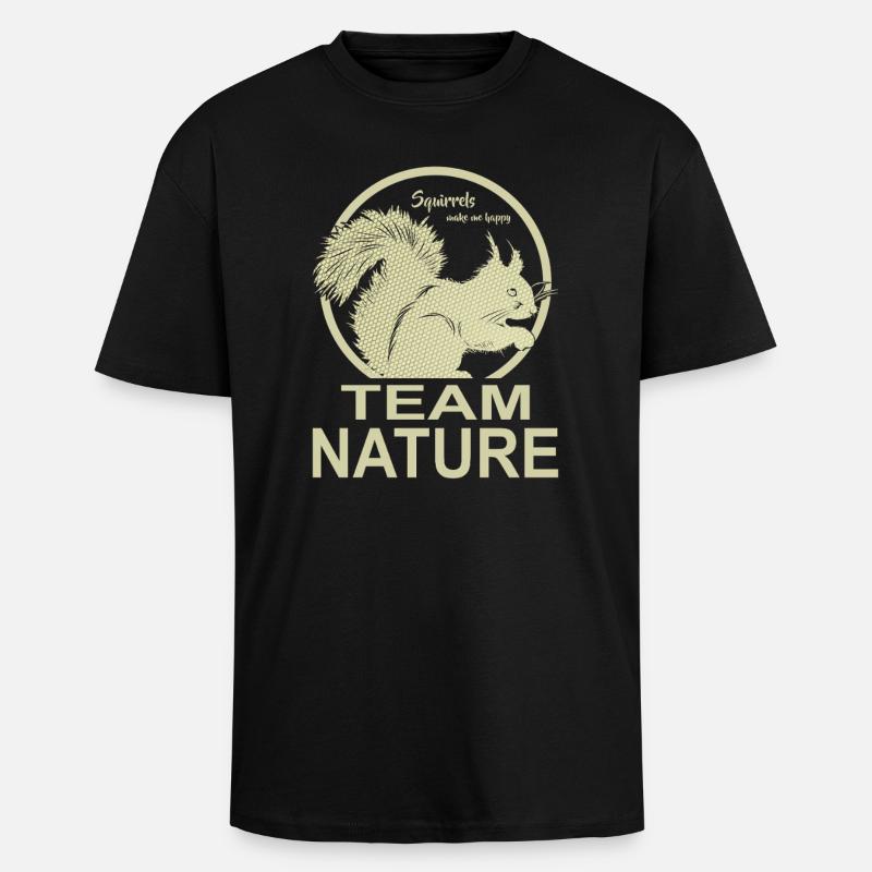 Team Nature, I like squirrels - Unisex Oversized Heavyweight T-shirt - black