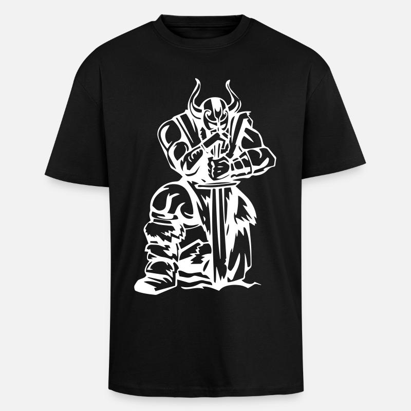 Wikinger Denkmal - Oversized Heavyweight Unisex T-Shirt - Schwarz
