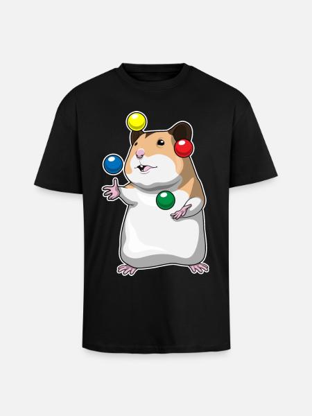 Hamster juggler juggling - Unisex Oversized Heavyweight T-shirt - black