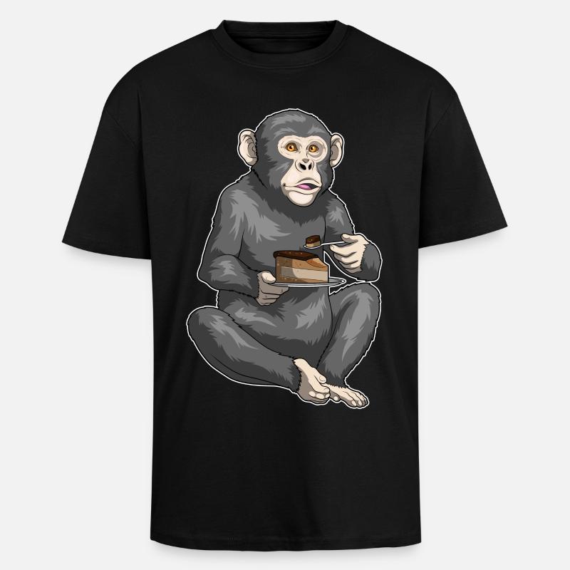 Gâteau de singe - T-shirt unisexe oversize épais - noir