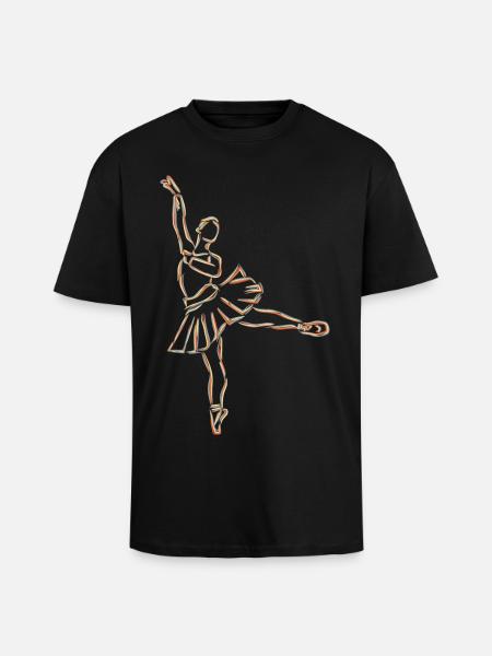 Ballet Girl Drawing - Unisex Oversized Heavyweight T-shirt - black