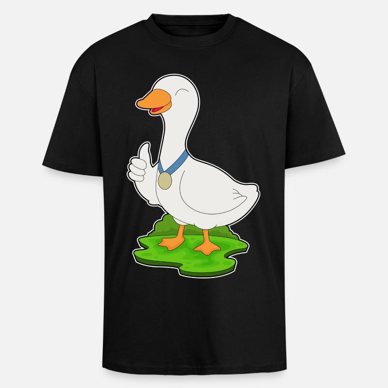 Médaille du canard - T-shirt unisexe oversize épais - noir