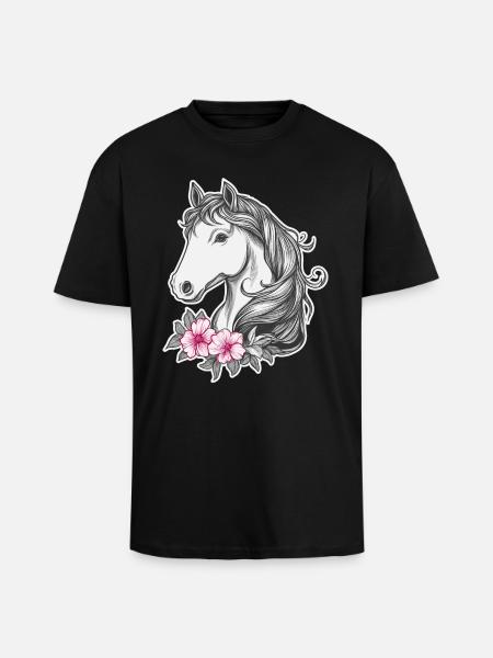 Heste børn - Unisex oversized heavyweight t-shirt - sort