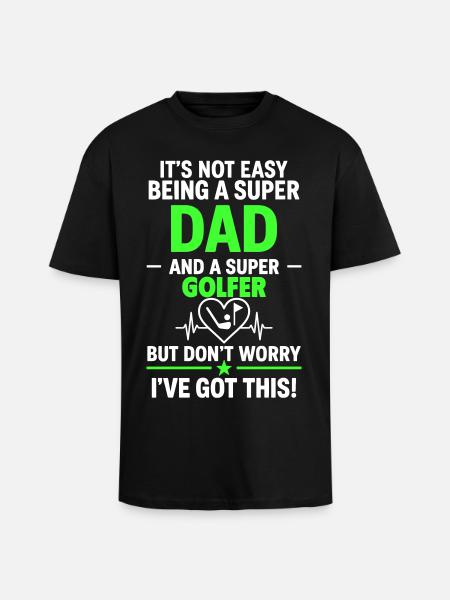 Herz + Golf – Super Papa Golfer - Oversized Heavyweight Unisex T-Shirt - Schwarz