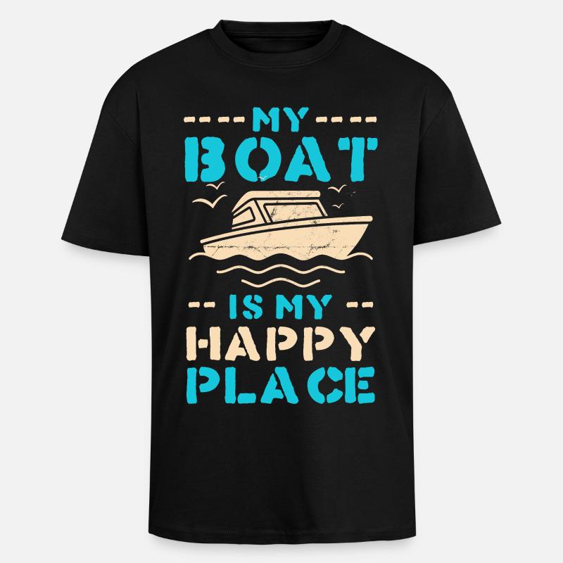 Boot als Happy Place – maritimes Motiv - Oversized Heavyweight Unisex T-Shirt - Schwarz