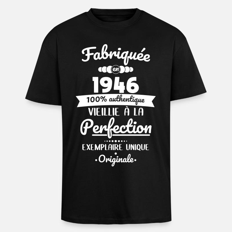 Hergestellt 1946 – Perfekt gereift - Oversized Heavyweight Unisex T-Shirt - Schwarz