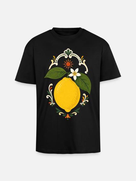 Italienische Zitrone im Sommerstil - Oversized Heavyweight Unisex T-Shirt - Schwarz