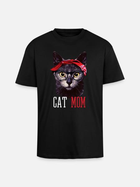 Cat Mom Cats Mom Babe Kittens Hipster - Unisex Oversized Heavyweight T-shirt - black