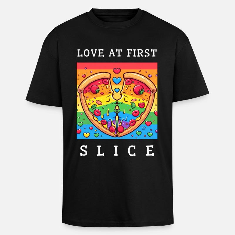 Love at first slice - Unisex Oversized Heavyweight T-shirt - black