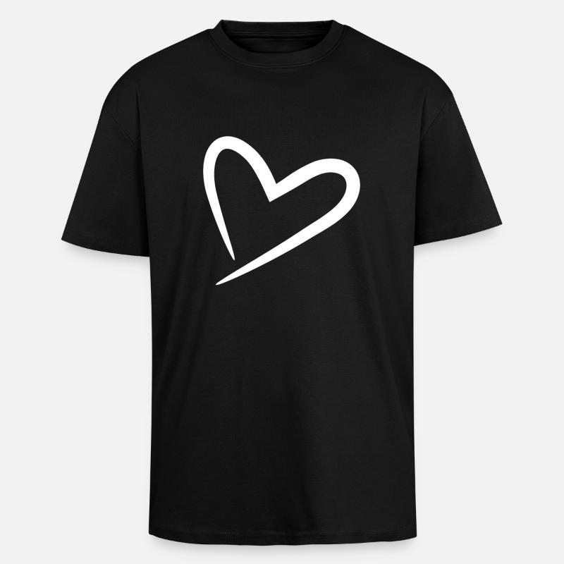 Herz weiß modern - Oversized Heavyweight Unisex T-Shirt - Schwarz