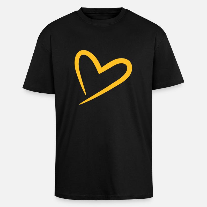 Herz modern in gelb - Oversized Heavyweight Unisex T-Shirt - Schwarz