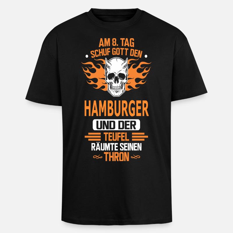 HAMBURGER - Oversized Heavyweight Unisex T-Shirt - Schwarz