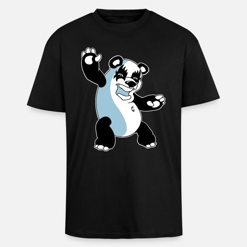 Panda Kiss - T-shirt unisexe oversize épais - noir